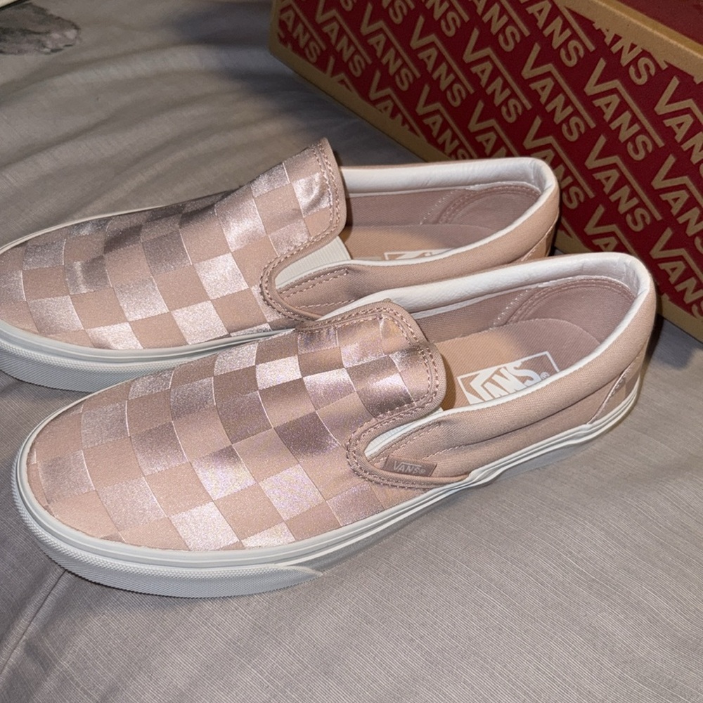 Vans Pink Checkered Slip-On Sneakers - Picture 2 of 7